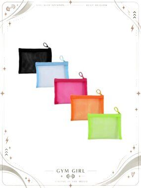 5 Pack Small Zipper Pouch Mesh Pencil Pouches Purse Organizer Travel Toiletry